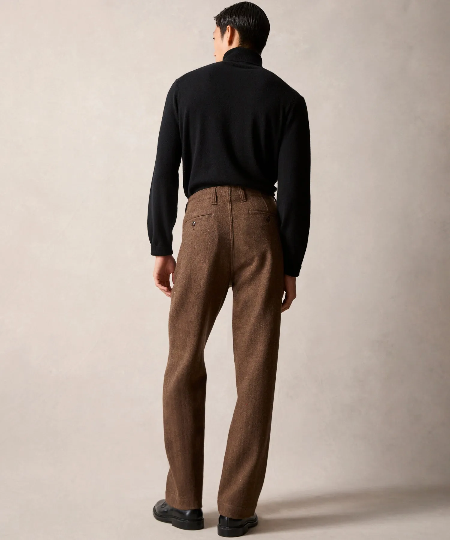 Relaxed Donegal Trouser in Dark Brown