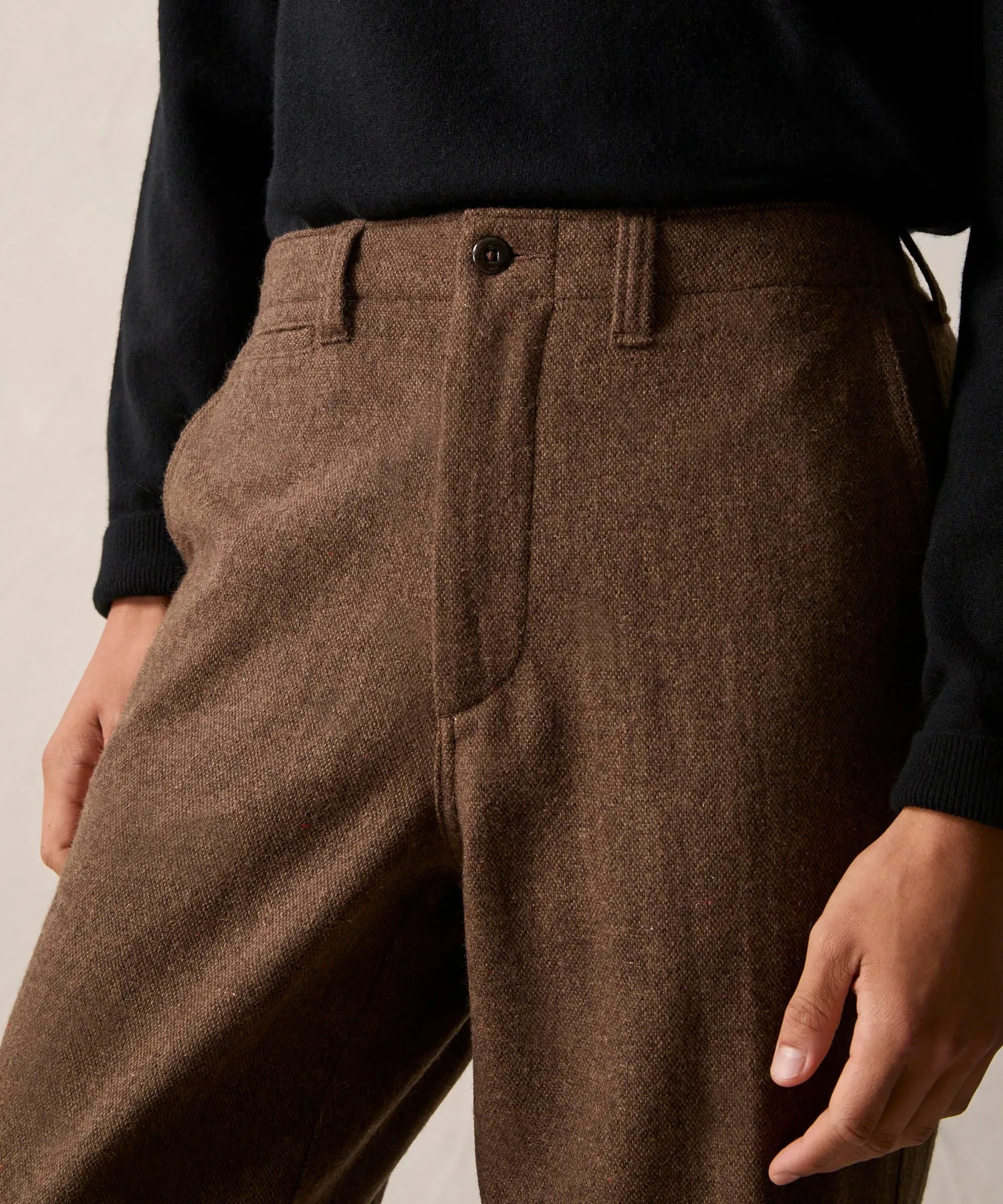 Relaxed Donegal Trouser in Dark Brown