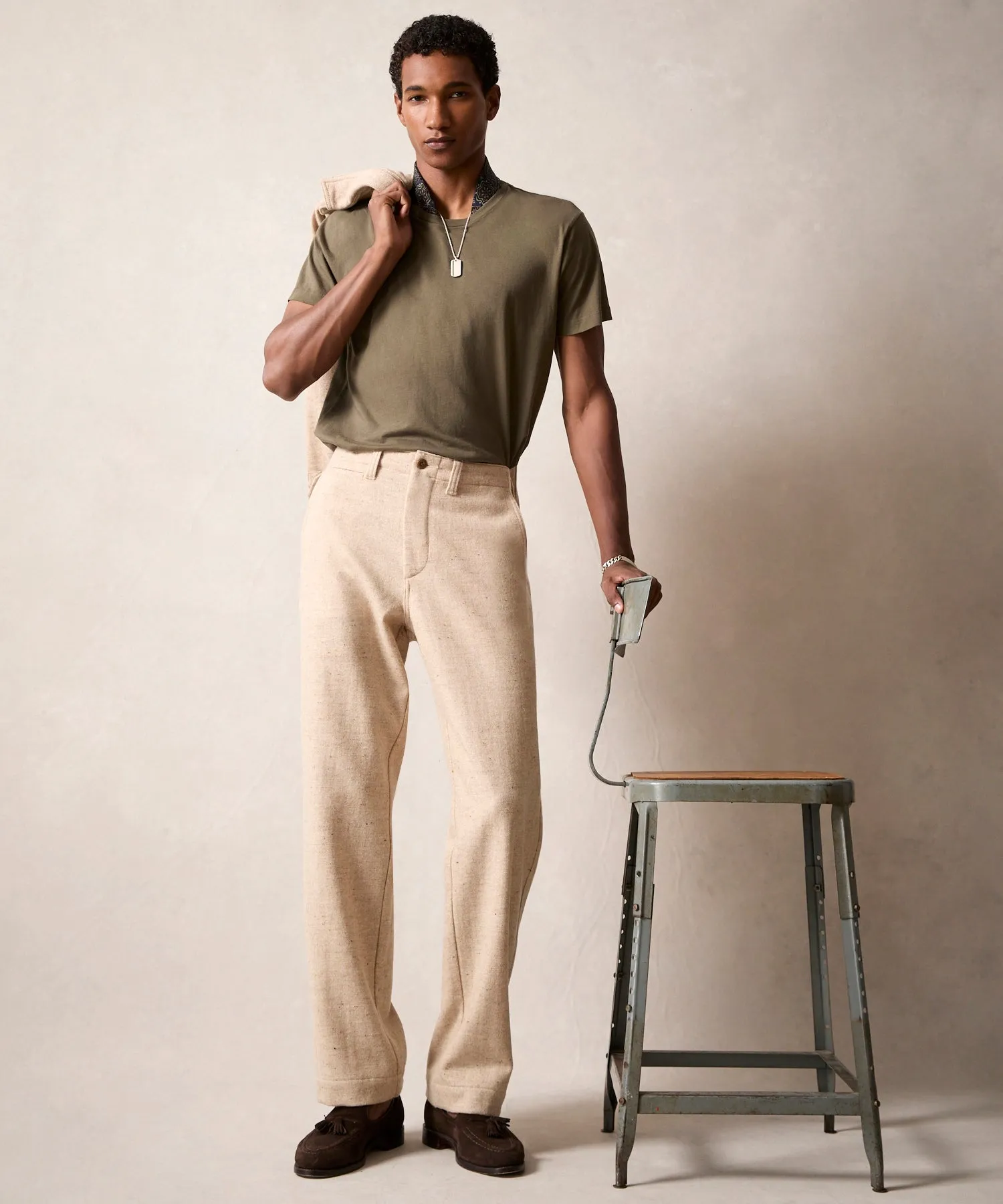 Relaxed Donegal Trouser in Oatmeal