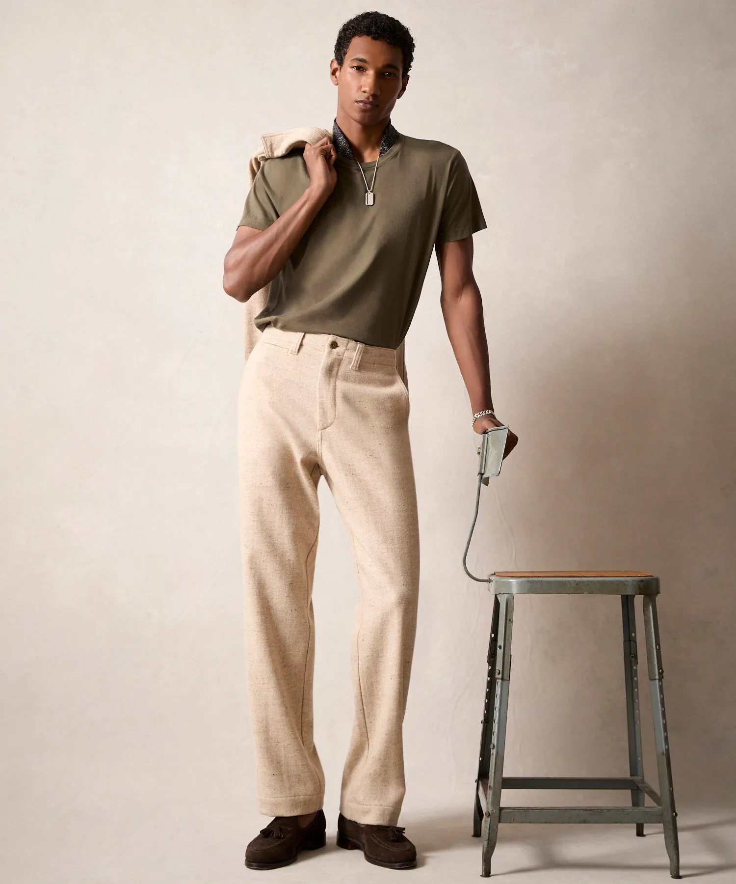 Relaxed Donegal Trouser in Oatmeal