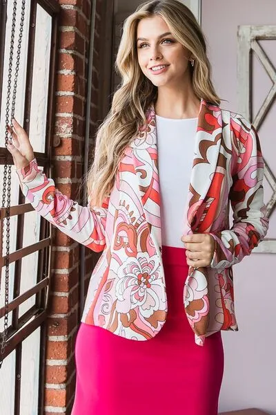 Shawl Floral Open Blazers