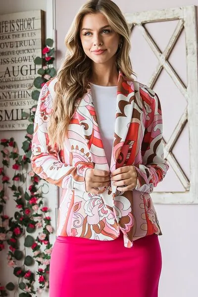 Shawl Floral Open Blazers