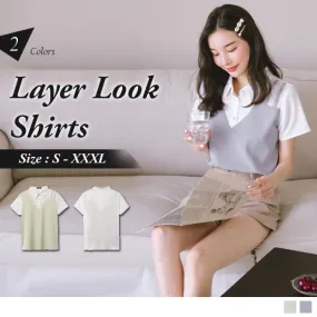 SHORTS SLEEVE LAYERED LOOK SHIRTS