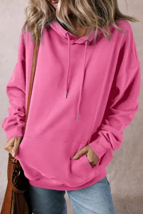 Solid Kangaroo Loose Fit Hoodie