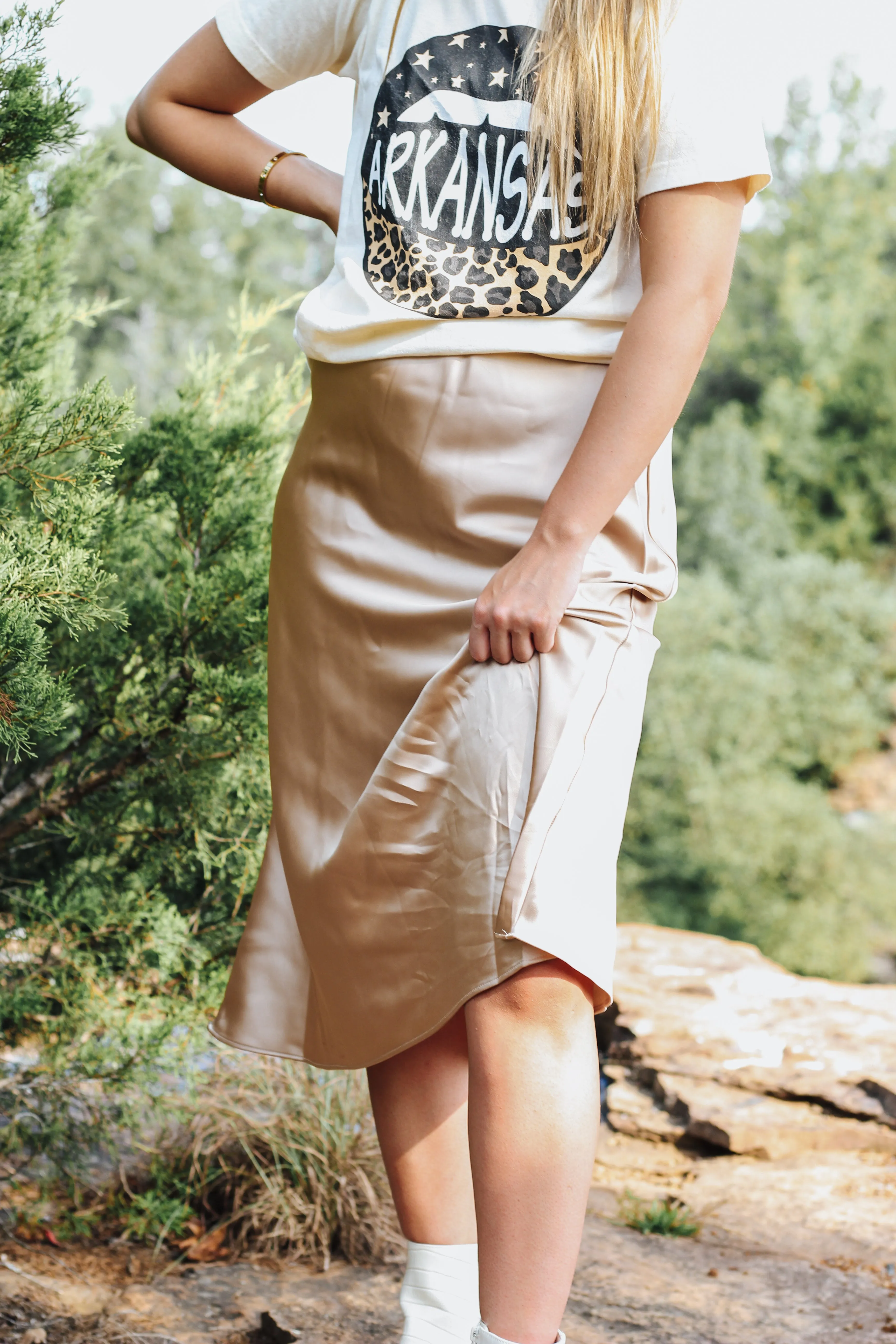 Street Style Gold Skirt