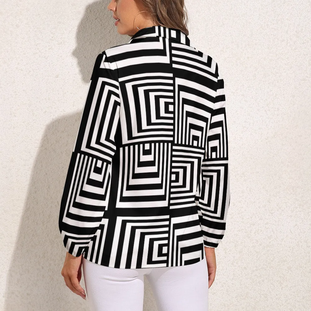 Stripe Shirt Women, Mod Top, 60s inspired top, Op Art Top Women, Black Stripe Top Women, Retro Shirt Women, Retro Blouse Women