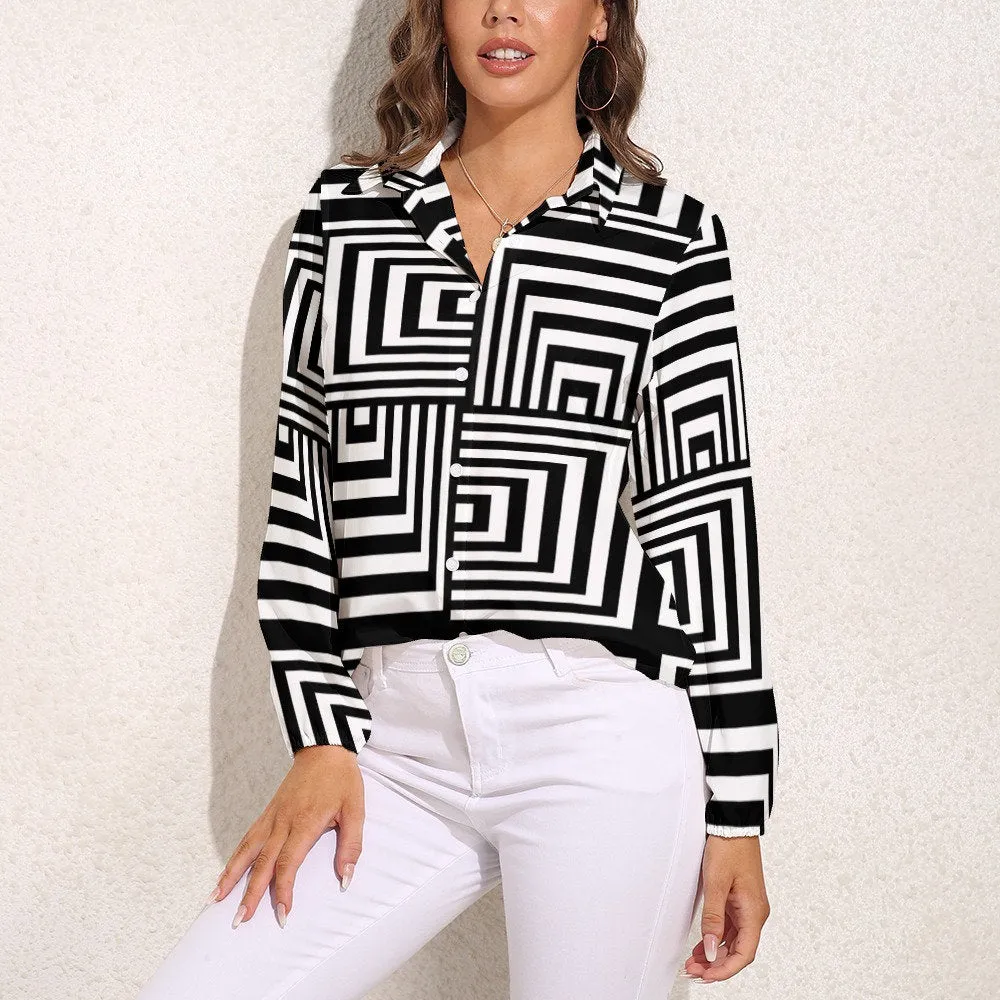 Stripe Shirt Women, Mod Top, 60s inspired top, Op Art Top Women, Black Stripe Top Women, Retro Shirt Women, Retro Blouse Women