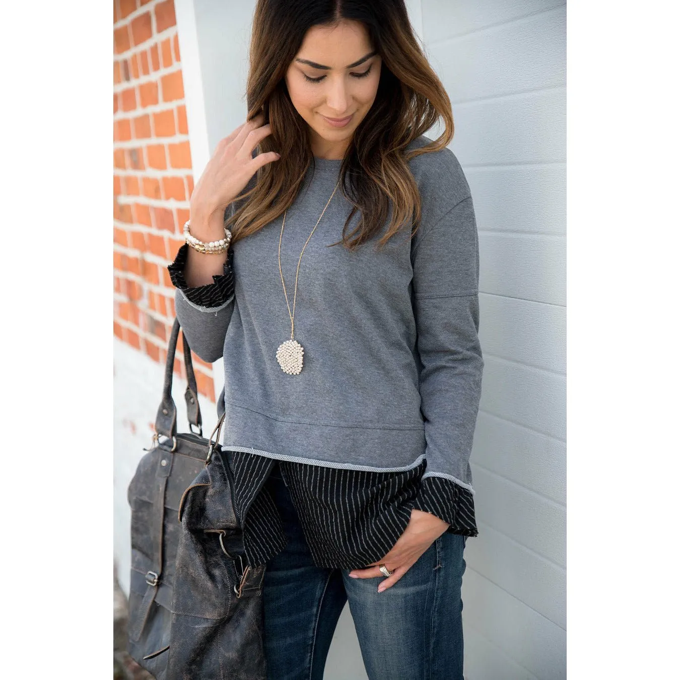 Striped Bottom Sweatshirt