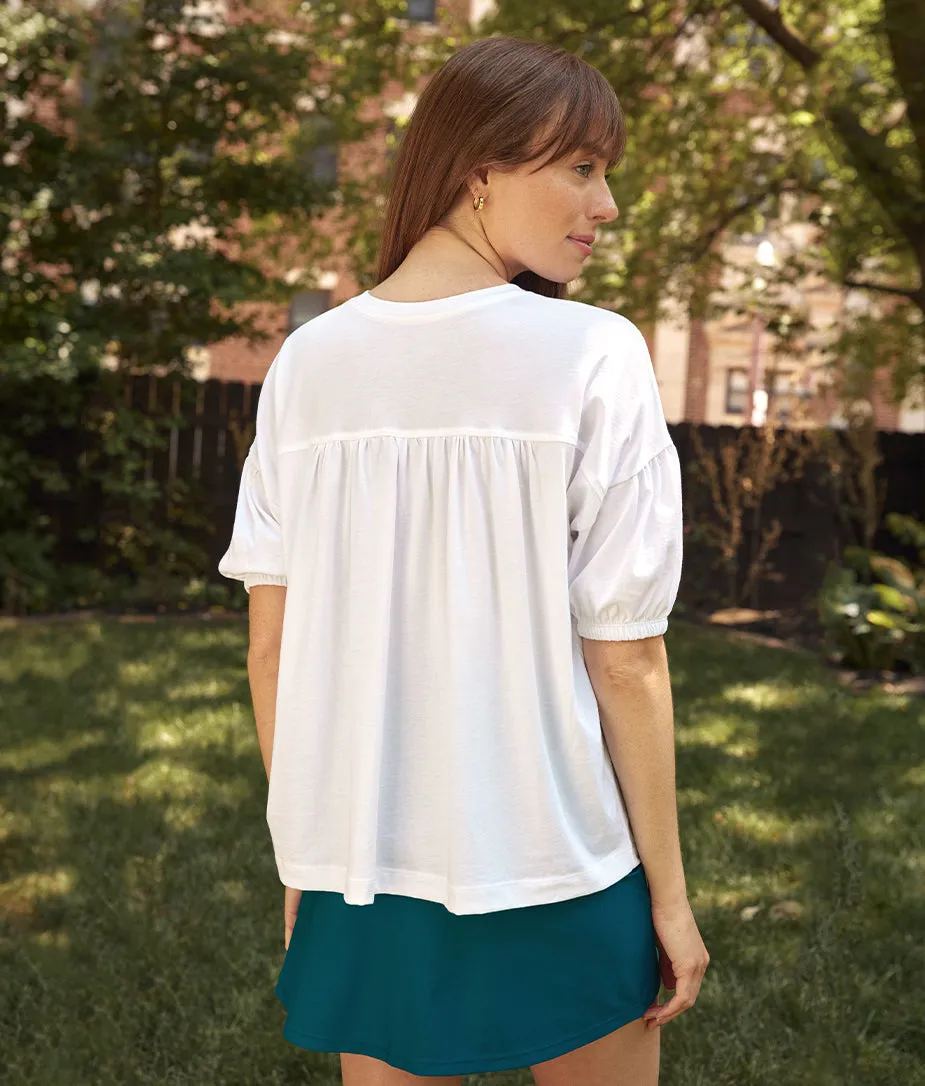 The Luxe Pima Breezy Tee - White Sand