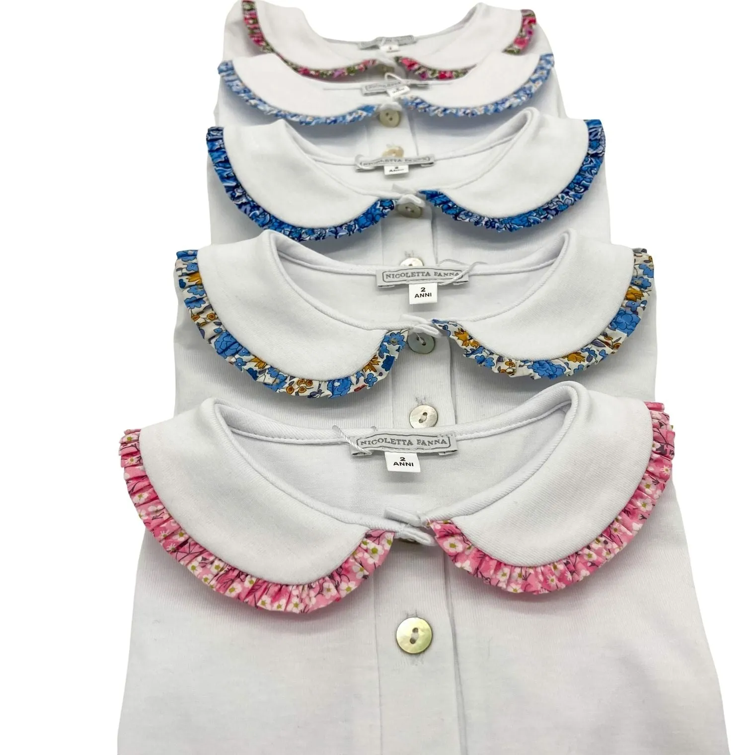 White Cotton Shirt with Embroidered Collar - Emilia