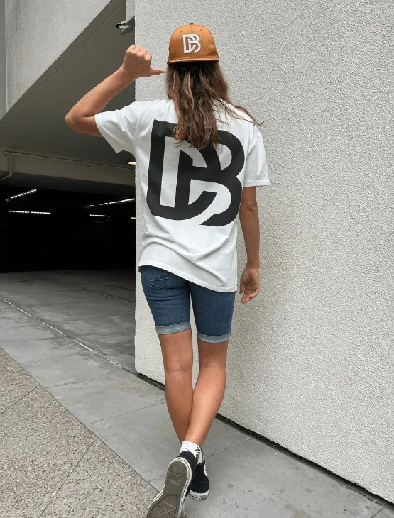 White DB Drop Shoulder Tee