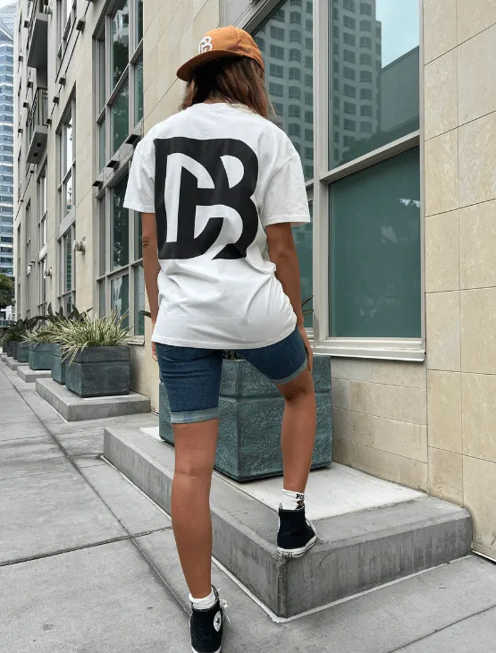 White DB Drop Shoulder Tee