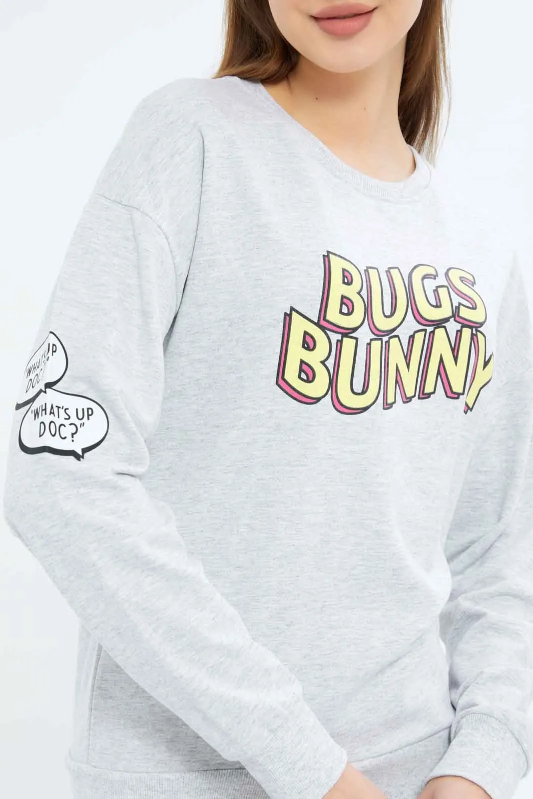 Women Blue Bugs Bunny Printed Sweatshirt