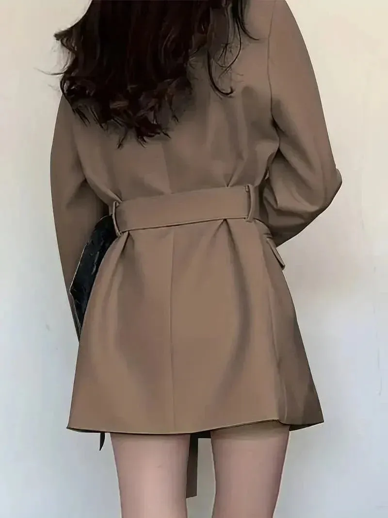 Women's Casual Pocket Blazer Dress with Long Belt | Perfect for All Seasons