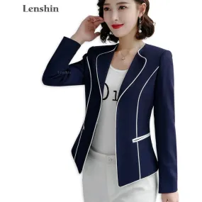 Women's Two Color Blazer Hidden Closure Full Sleeve Jacket